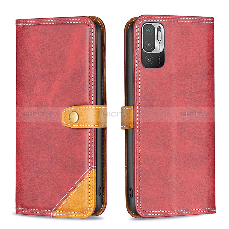 Handytasche Stand Schutzhülle Flip Leder Hülle B14F für Xiaomi Redmi Note 10 5G Rot Plus