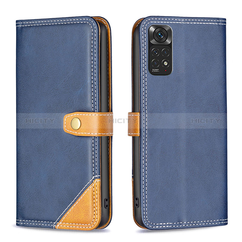 Handytasche Stand Schutzhülle Flip Leder Hülle B14F für Xiaomi Redmi Note 11S 4G Blau