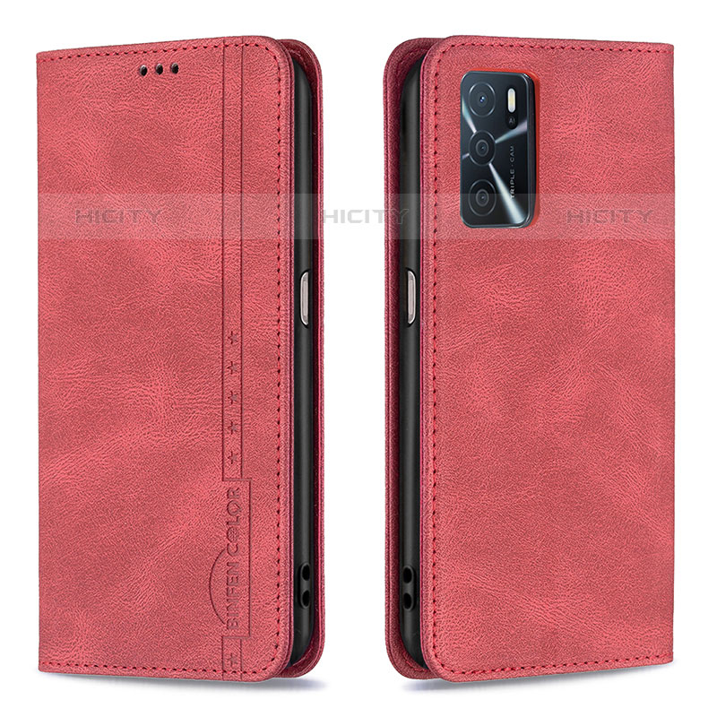 Handytasche Stand Schutzhülle Flip Leder Hülle B15F für Oppo A16s Rot