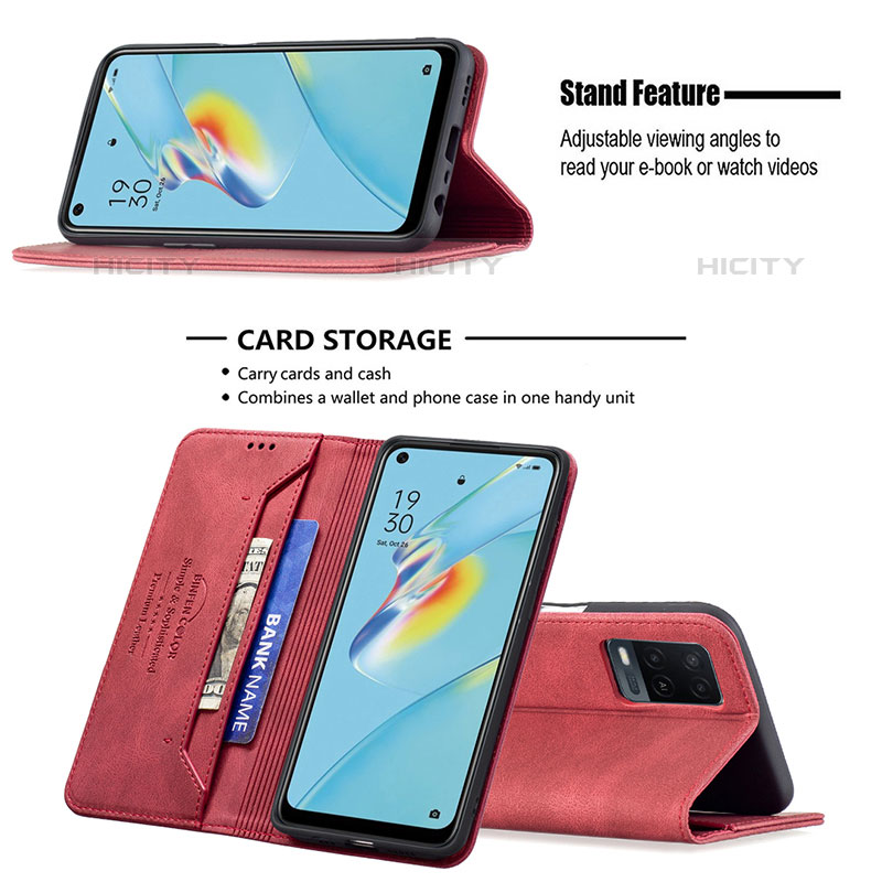 Handytasche Stand Schutzhülle Flip Leder Hülle B15F für Oppo A54 4G groß