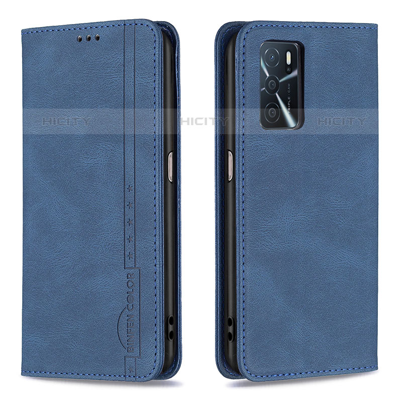 Handytasche Stand Schutzhülle Flip Leder Hülle B15F für Oppo A54s Blau