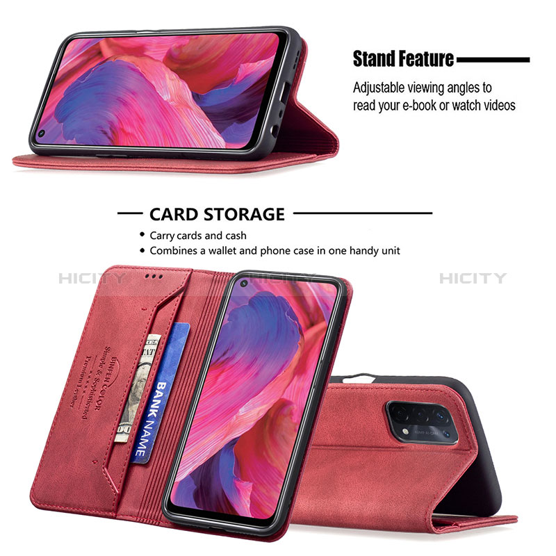 Handytasche Stand Schutzhülle Flip Leder Hülle B15F für Oppo A74 5G