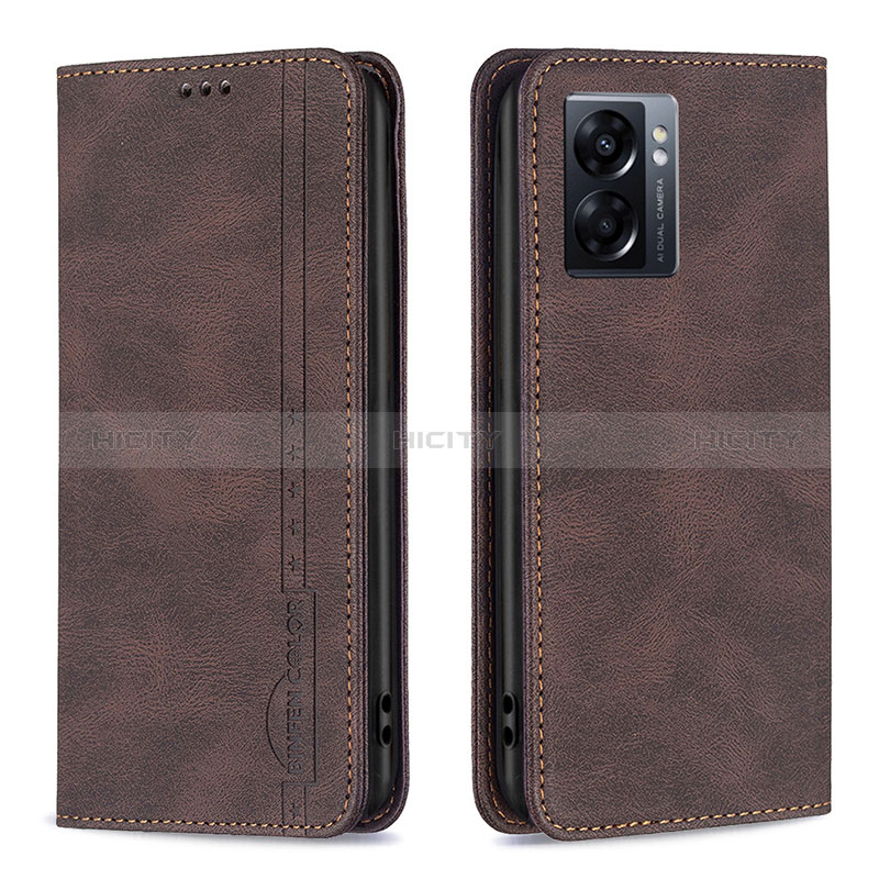 Handytasche Stand Schutzhülle Flip Leder Hülle B15F für Oppo A77 5G Braun