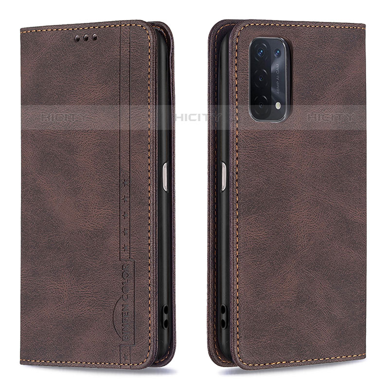 Handytasche Stand Schutzhülle Flip Leder Hülle B15F für Oppo A93 5G Braun