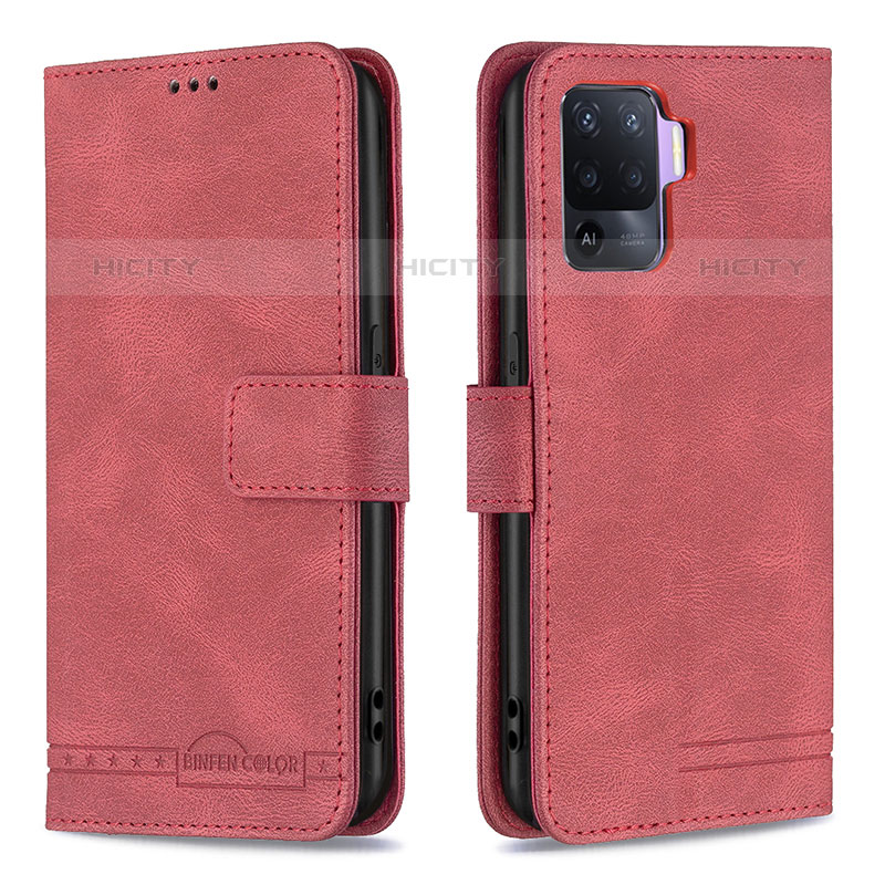 Handytasche Stand Schutzhülle Flip Leder Hülle B15F für Oppo A94 4G Rot