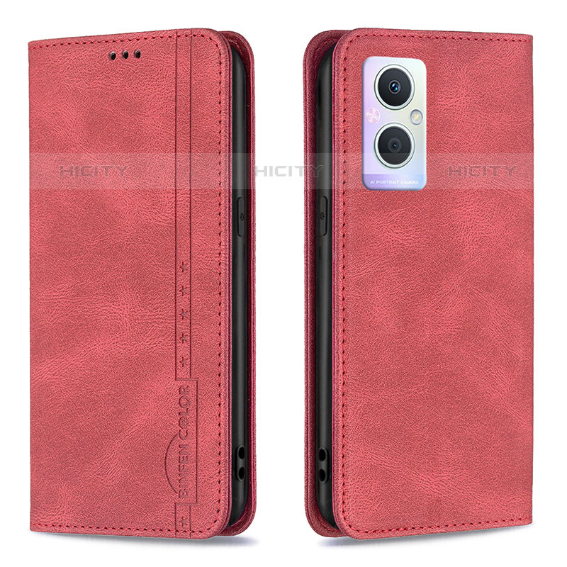 Handytasche Stand Schutzhülle Flip Leder Hülle B15F für Oppo Reno7 Lite 5G Rot Plus