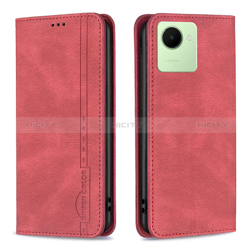 Handytasche Stand Schutzhülle Flip Leder Hülle B15F für Realme C30 Rot