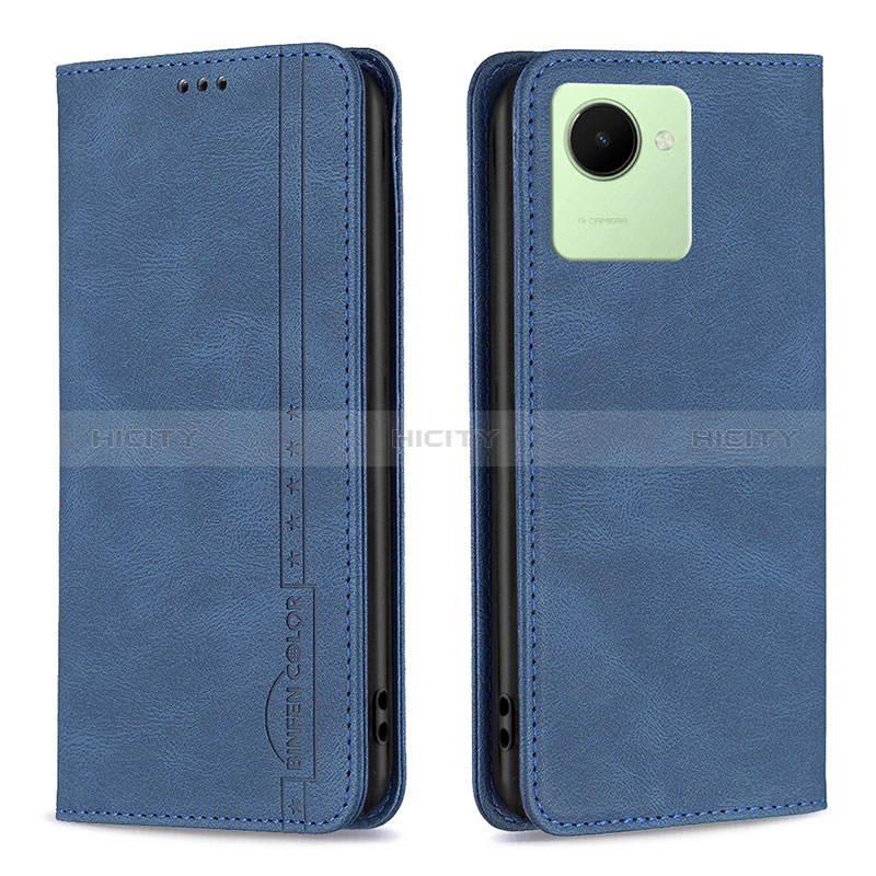 Handytasche Stand Schutzhülle Flip Leder Hülle B15F für Realme C30s Blau