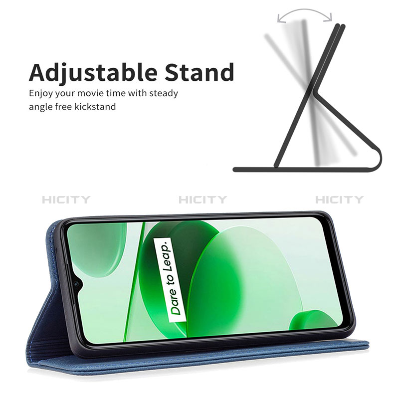 Handytasche Stand Schutzhülle Flip Leder Hülle B15F für Realme C35 groß