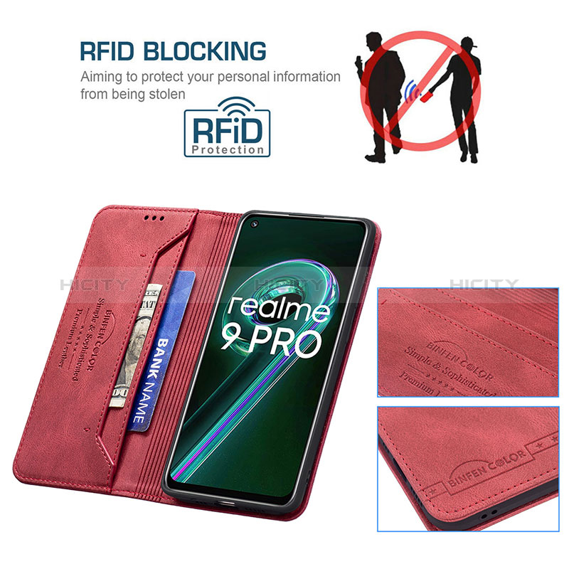 Handytasche Stand Schutzhülle Flip Leder Hülle B15F für Realme Q5 5G groß