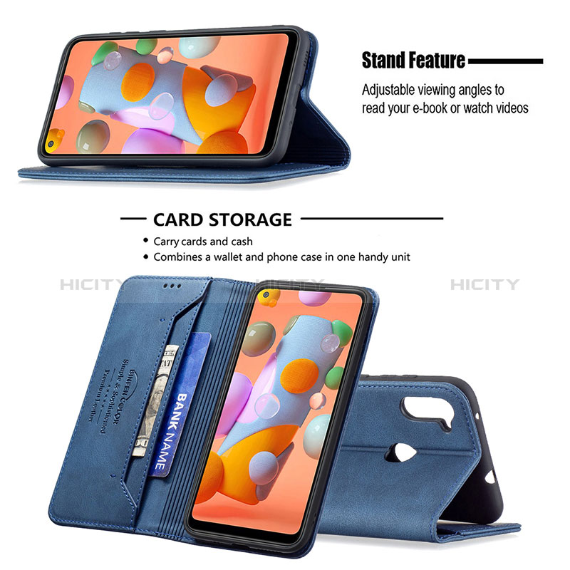 Handytasche Stand Schutzhülle Flip Leder Hülle B15F für Samsung Galaxy A11 groß