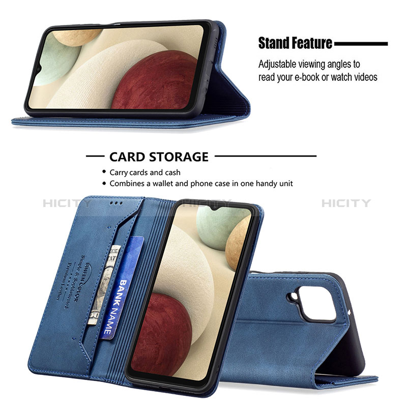 Handytasche Stand Schutzhülle Flip Leder Hülle B15F für Samsung Galaxy A12 groß