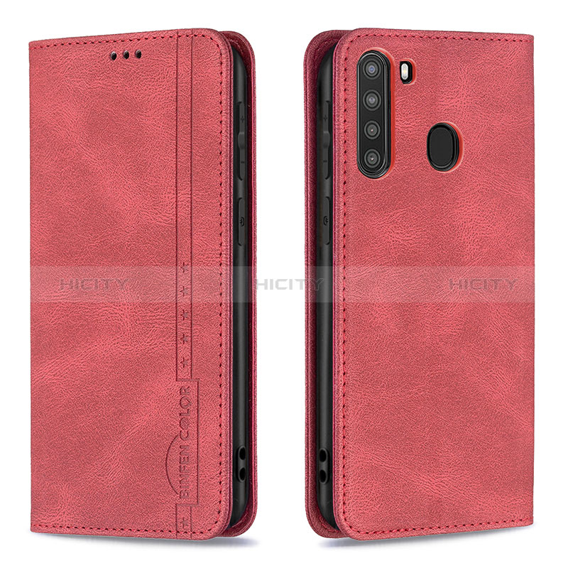 Handytasche Stand Schutzhülle Flip Leder Hülle B15F für Samsung Galaxy A21 Rot