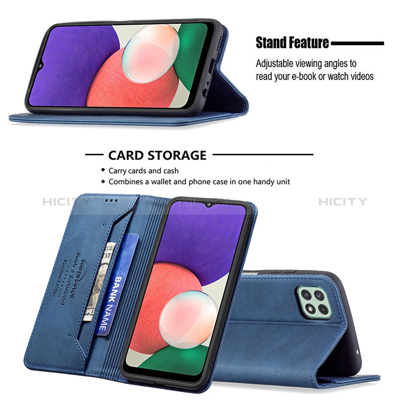 Handytasche Stand Schutzhülle Flip Leder Hülle B15F für Samsung Galaxy A22s 5G groß