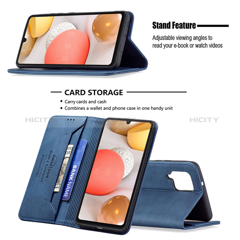 Handytasche Stand Schutzhülle Flip Leder Hülle B15F für Samsung Galaxy A42 5G groß