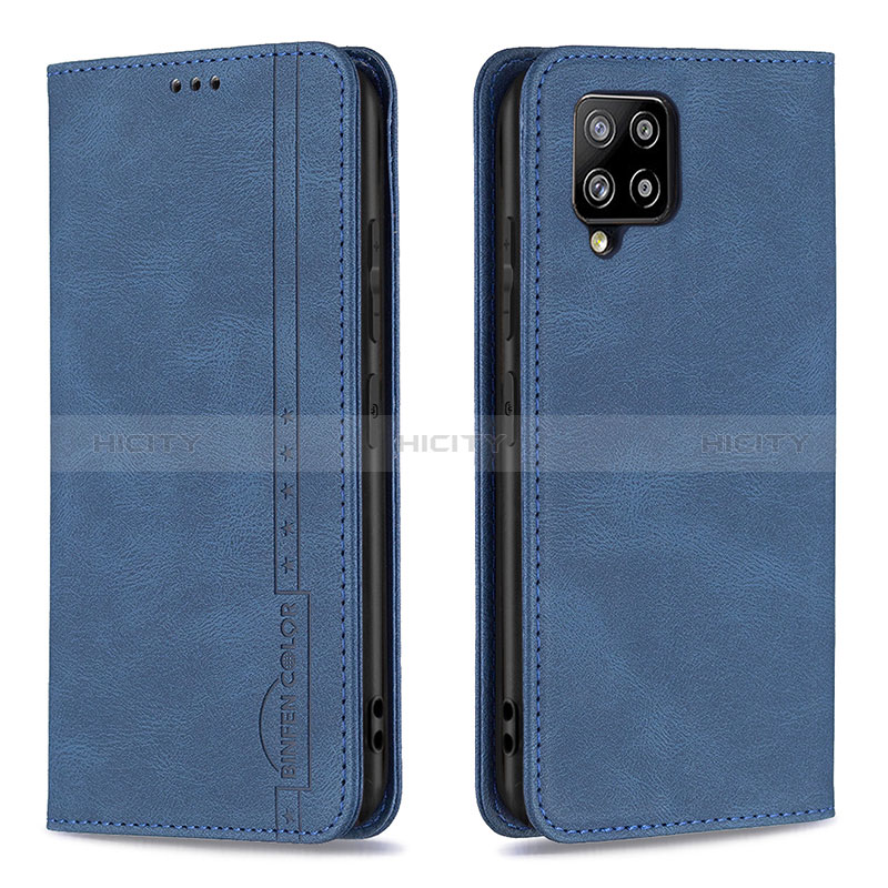 Handytasche Stand Schutzhülle Flip Leder Hülle B15F für Samsung Galaxy A42 5G Blau Plus