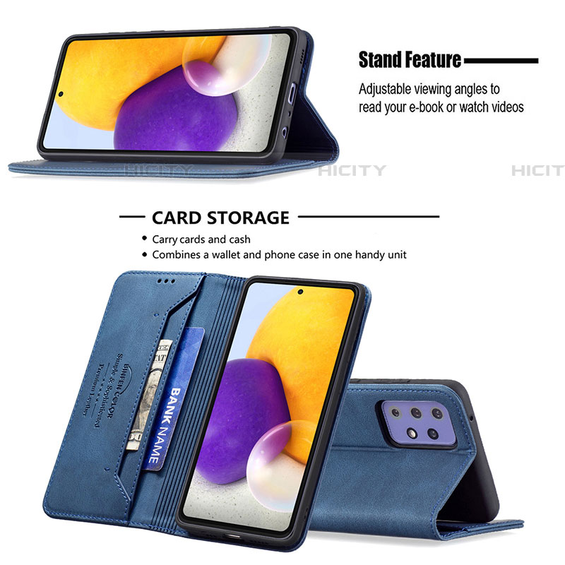 Handytasche Stand Schutzhülle Flip Leder Hülle B15F für Samsung Galaxy A72 4G groß