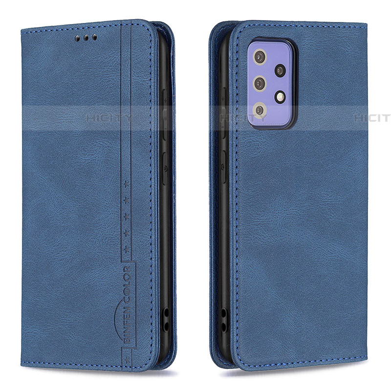 Handytasche Stand Schutzhülle Flip Leder Hülle B15F für Samsung Galaxy A72 5G Blau