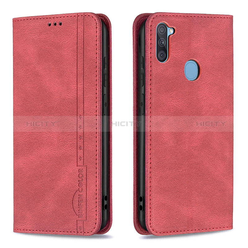 Handytasche Stand Schutzhülle Flip Leder Hülle B15F für Samsung Galaxy M11 Rot Plus