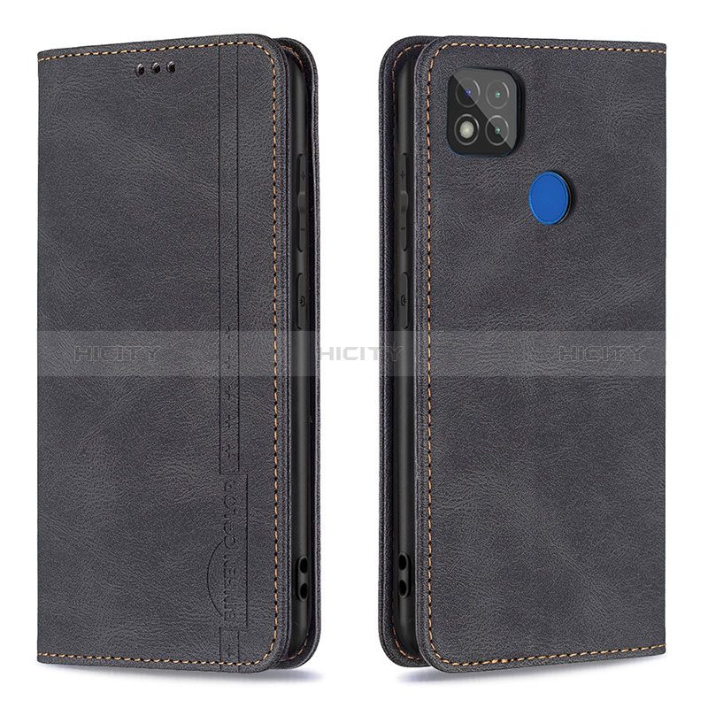 Handytasche Stand Schutzhülle Flip Leder Hülle B15F für Xiaomi Redmi 10A 4G Schwarz