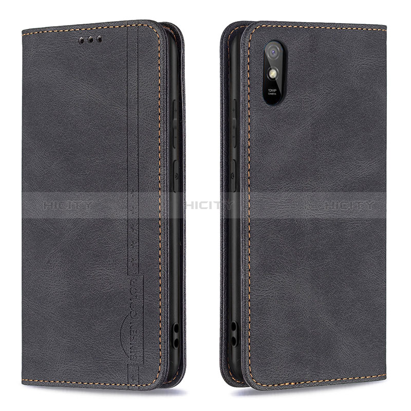 Handytasche Stand Schutzhülle Flip Leder Hülle B15F für Xiaomi Redmi 9i Schwarz Plus