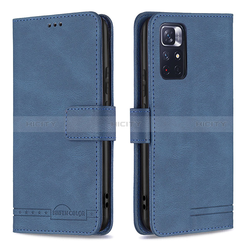 Handytasche Stand Schutzhülle Flip Leder Hülle B15F für Xiaomi Redmi Note 11S 5G Blau