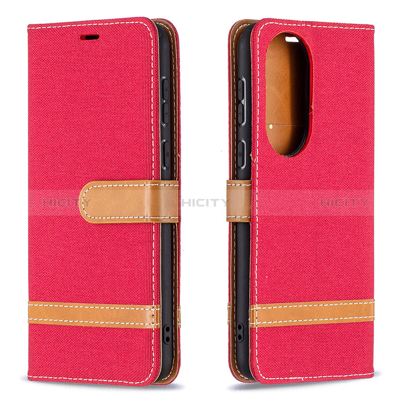 Handytasche Stand Schutzhülle Flip Leder Hülle B16F für Huawei P50 Rot