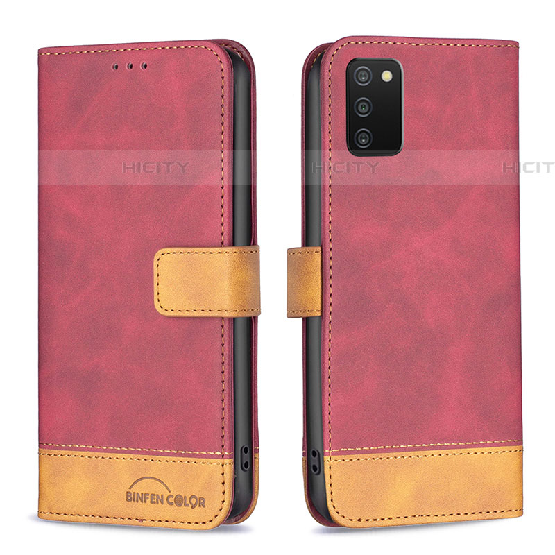 Handytasche Stand Schutzhülle Flip Leder Hülle B16F für Samsung Galaxy A03s Rot