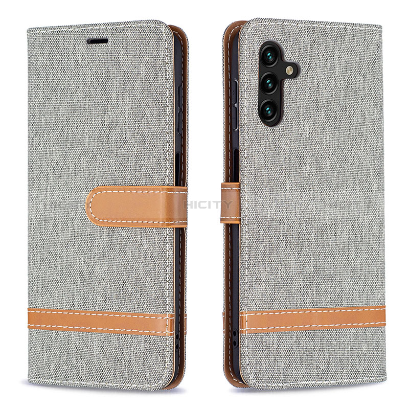 Handytasche Stand Schutzhülle Flip Leder Hülle B16F für Samsung Galaxy A04s Grau Plus