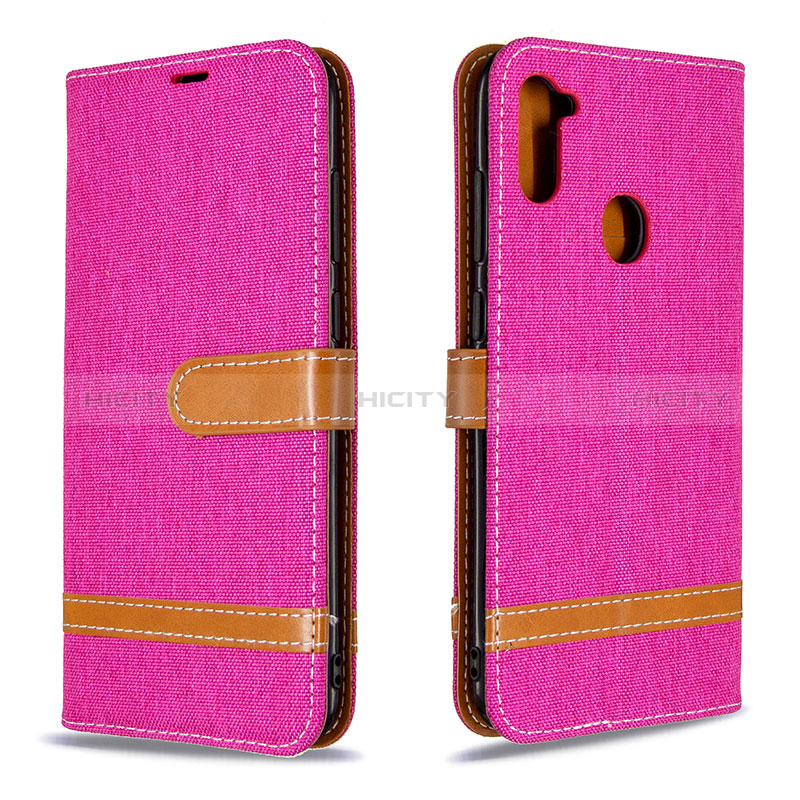 Handytasche Stand Schutzhülle Flip Leder Hülle B16F für Samsung Galaxy A11 Pink Plus