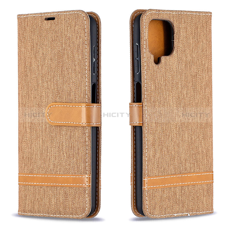 Handytasche Stand Schutzhülle Flip Leder Hülle B16F für Samsung Galaxy A12 Gold