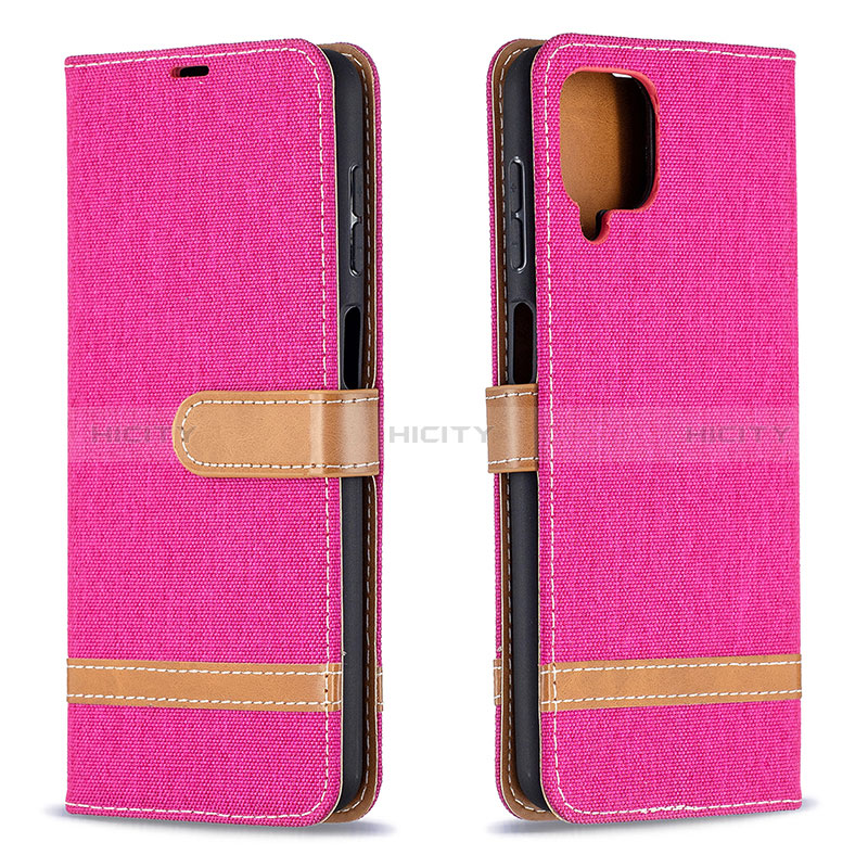 Handytasche Stand Schutzhülle Flip Leder Hülle B16F für Samsung Galaxy A12 Nacho Pink Plus