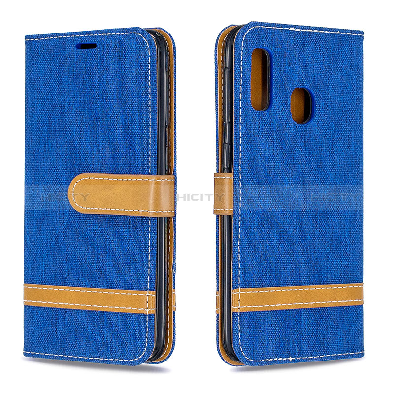 Handytasche Stand Schutzhülle Flip Leder Hülle B16F für Samsung Galaxy A20e Blau Plus