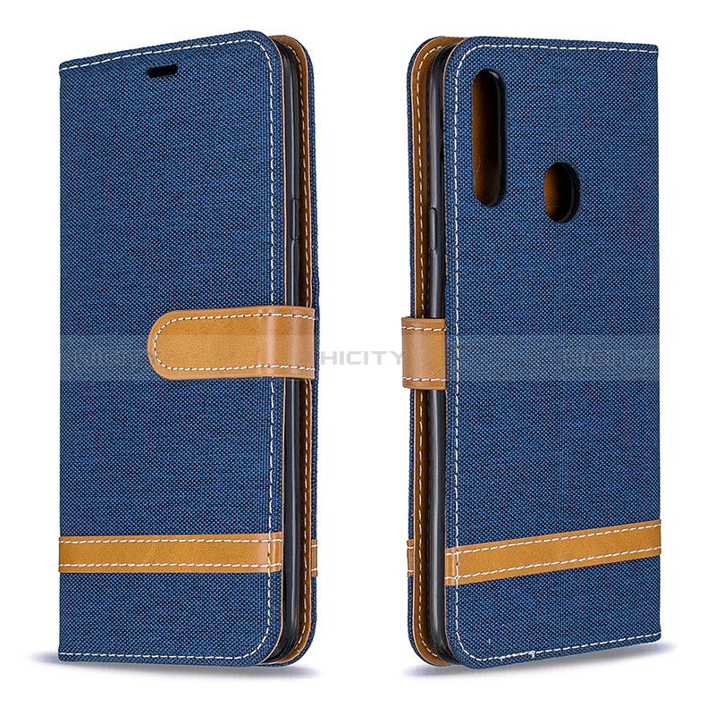 Handytasche Stand Schutzhülle Flip Leder Hülle B16F für Samsung Galaxy A20s Königs Blau