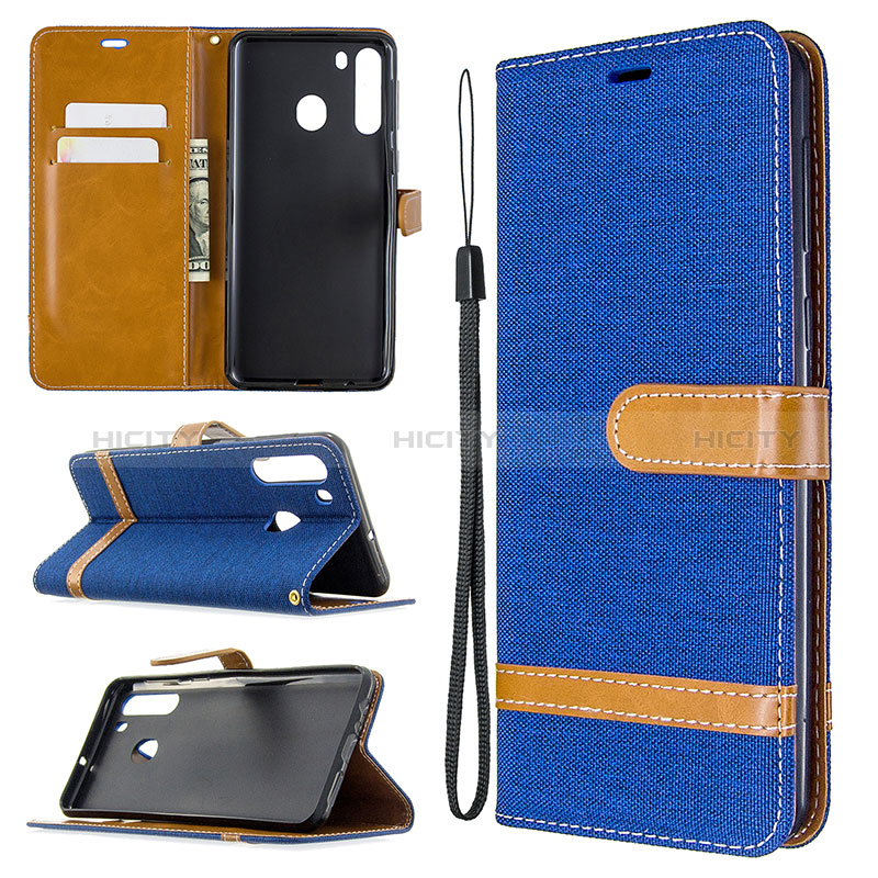 Handytasche Stand Schutzhülle Flip Leder Hülle B16F für Samsung Galaxy A21 groß