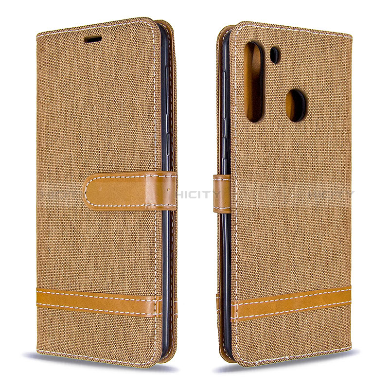 Handytasche Stand Schutzhülle Flip Leder Hülle B16F für Samsung Galaxy A21 Gold