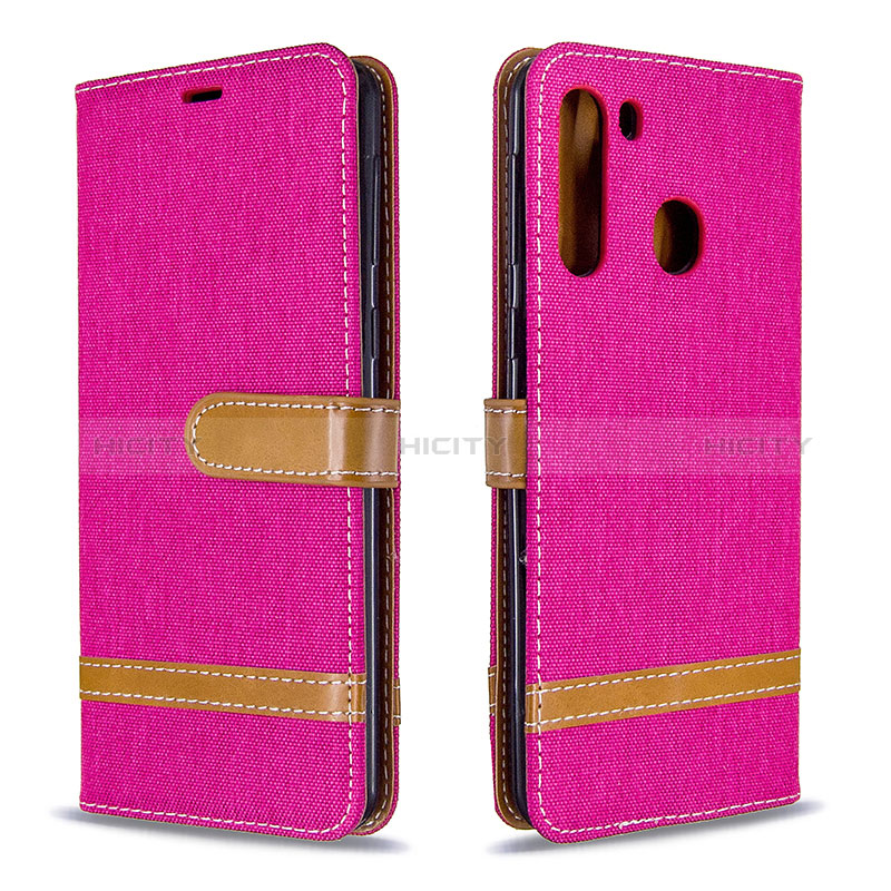 Handytasche Stand Schutzhülle Flip Leder Hülle B16F für Samsung Galaxy A21 Pink Plus