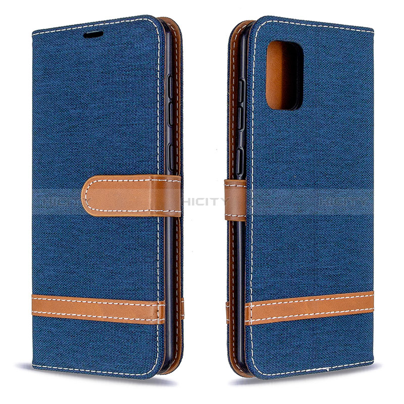 Handytasche Stand Schutzhülle Flip Leder Hülle B16F für Samsung Galaxy A31 Königs Blau