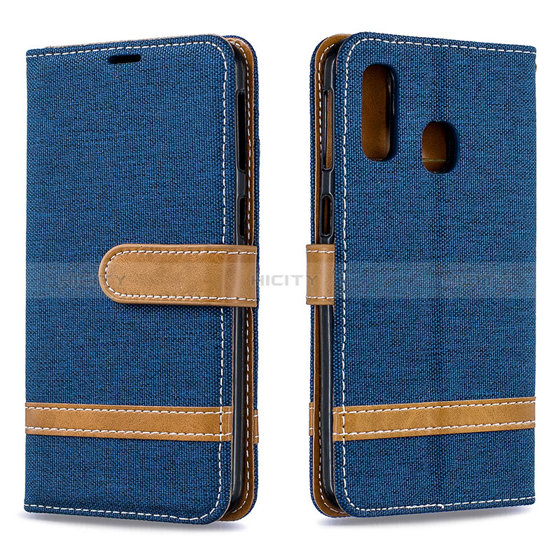 Handytasche Stand Schutzhülle Flip Leder Hülle B16F für Samsung Galaxy A40 Königs Blau