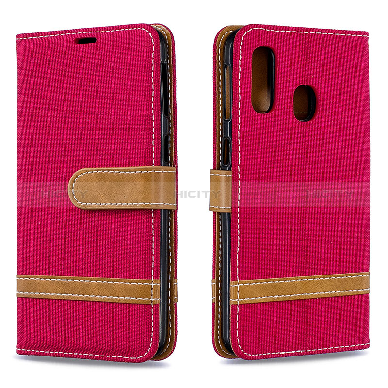 Handytasche Stand Schutzhülle Flip Leder Hülle B16F für Samsung Galaxy A40 Rot