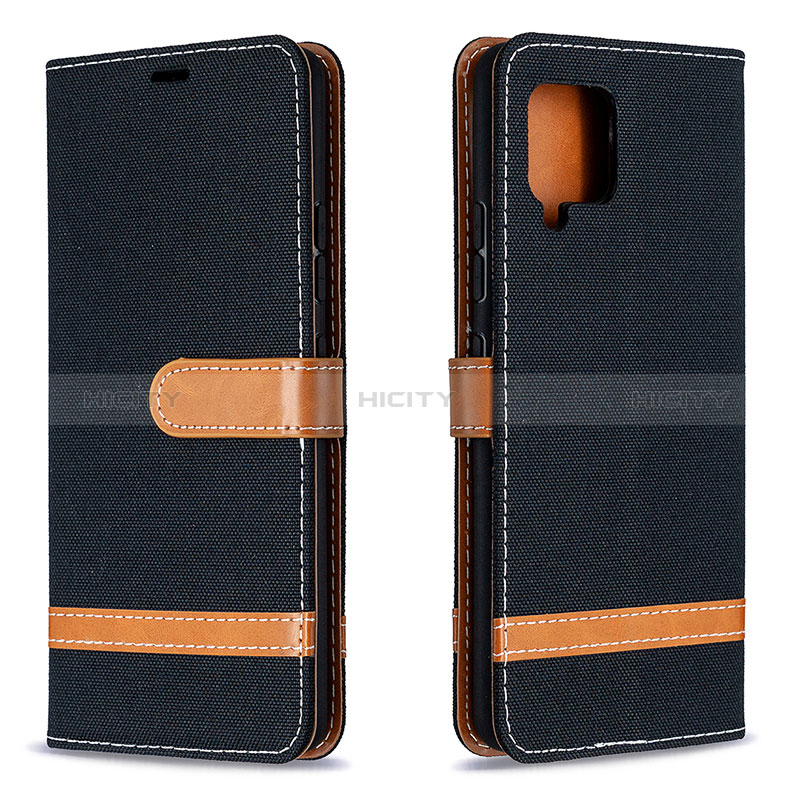 Handytasche Stand Schutzhülle Flip Leder Hülle B16F für Samsung Galaxy A42 5G Schwarz