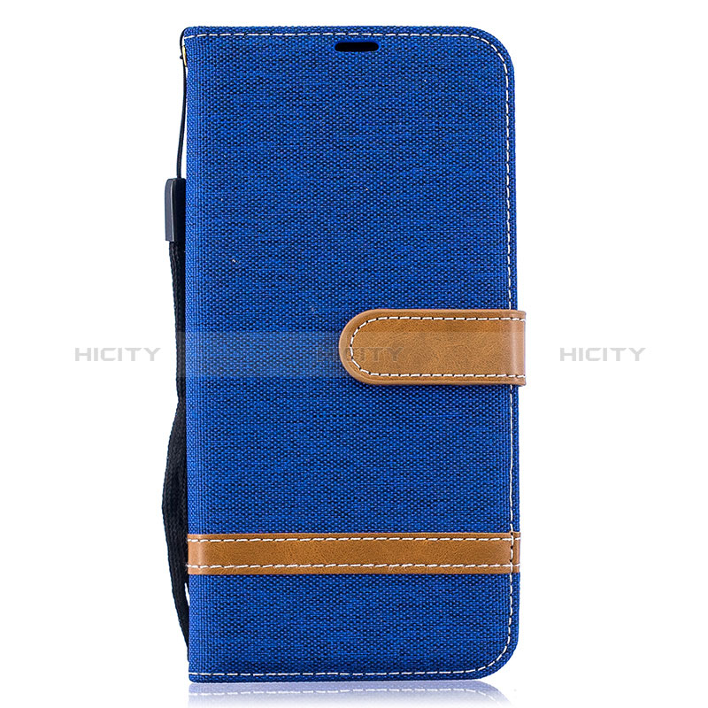 Handytasche Stand Schutzhülle Flip Leder Hülle B16F für Samsung Galaxy A50 Blau Plus