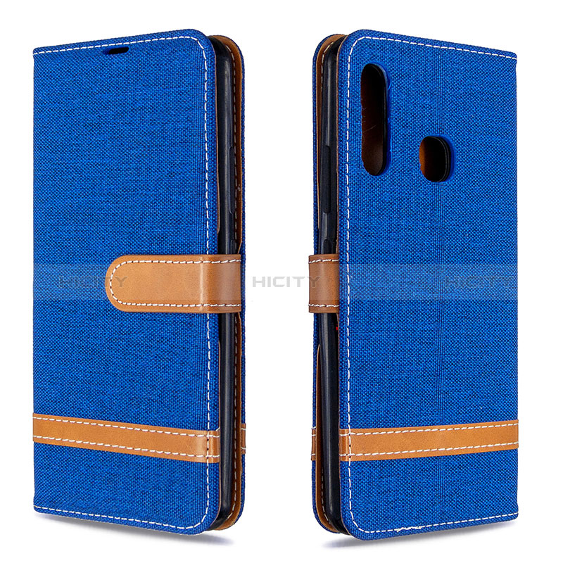 Handytasche Stand Schutzhülle Flip Leder Hülle B16F für Samsung Galaxy A70E Blau Plus