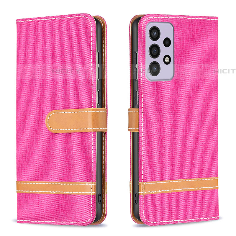 Handytasche Stand Schutzhülle Flip Leder Hülle B16F für Samsung Galaxy A73 5G Pink