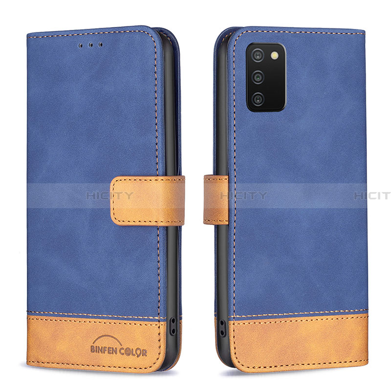 Handytasche Stand Schutzhülle Flip Leder Hülle B16F für Samsung Galaxy F02S SM-E025F Blau Plus