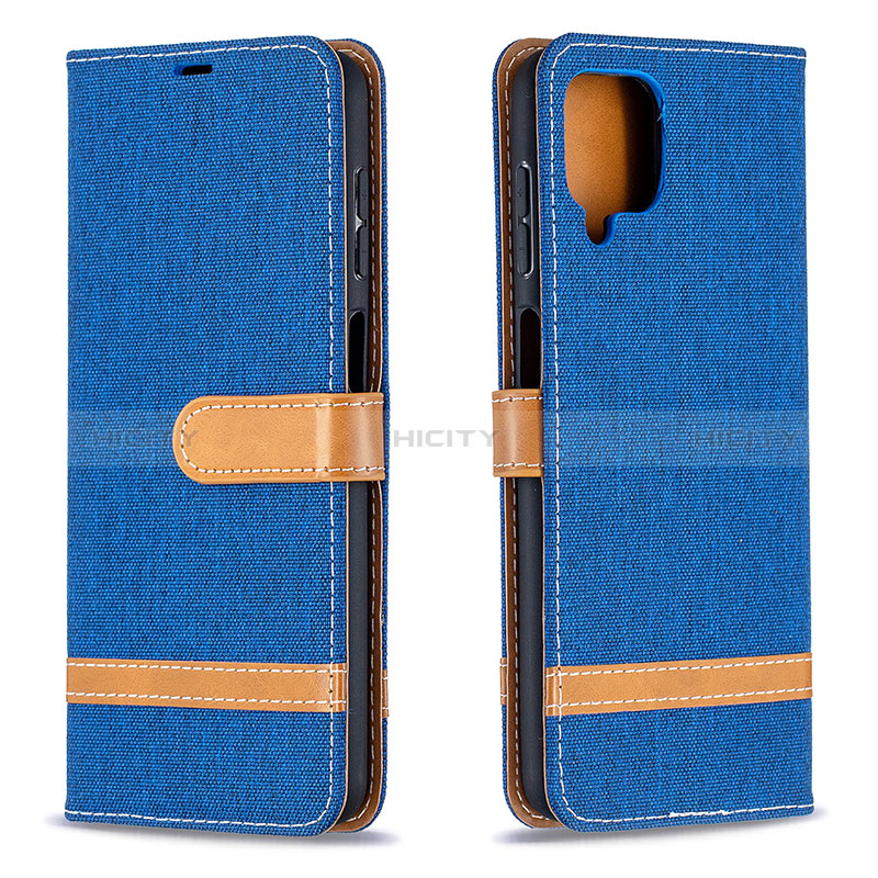 Handytasche Stand Schutzhülle Flip Leder Hülle B16F für Samsung Galaxy F12 Blau