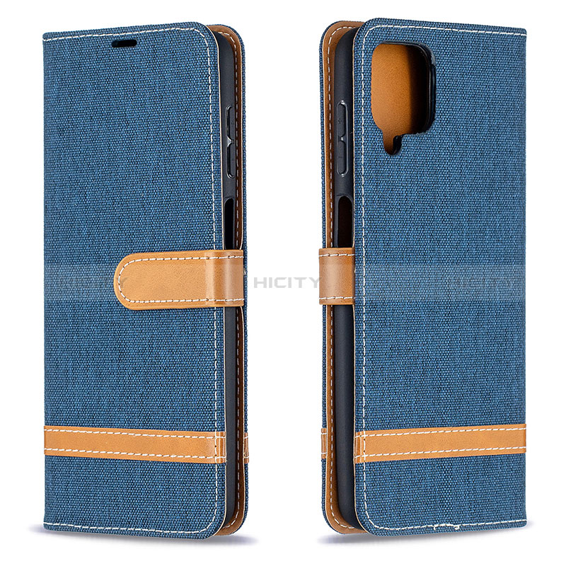 Handytasche Stand Schutzhülle Flip Leder Hülle B16F für Samsung Galaxy F12 Königs Blau