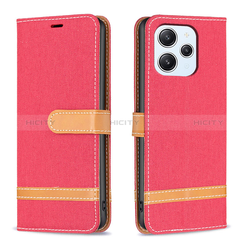 Handytasche Stand Schutzhülle Flip Leder Hülle B16F für Xiaomi Redmi 12 4G Rot