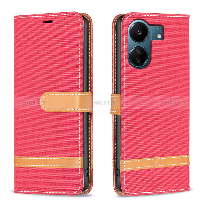 Handytasche Stand Schutzhülle Flip Leder Hülle B16F für Xiaomi Redmi 13C Rot