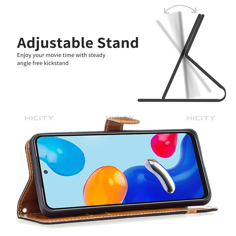 Handytasche Stand Schutzhülle Flip Leder Hülle B16F für Xiaomi Redmi Note 11 4G (2022) groß